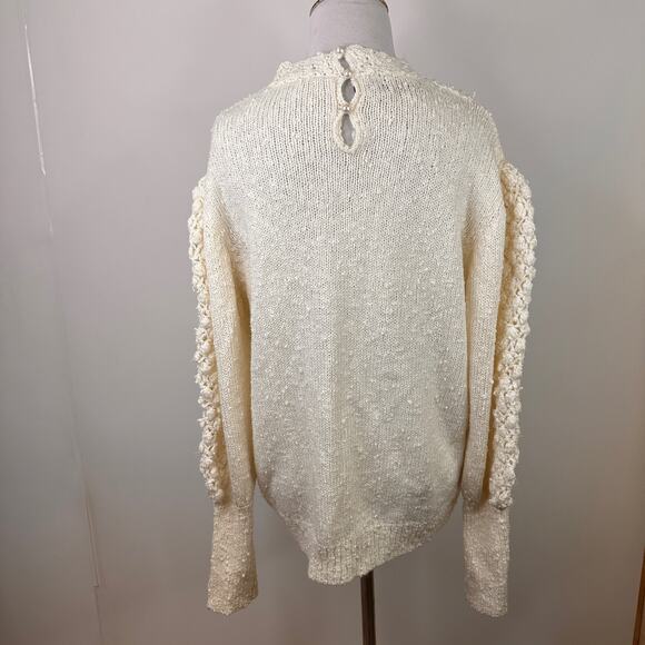 Bonnie Lee Division of LeRoy Vintage Cream Crochet Boucle Sweater Size 44 - Picture 4 of 10